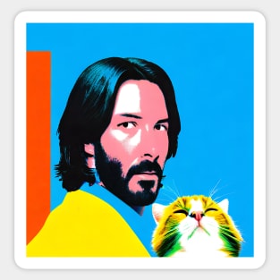 Keanu Reeves and cat Sticker